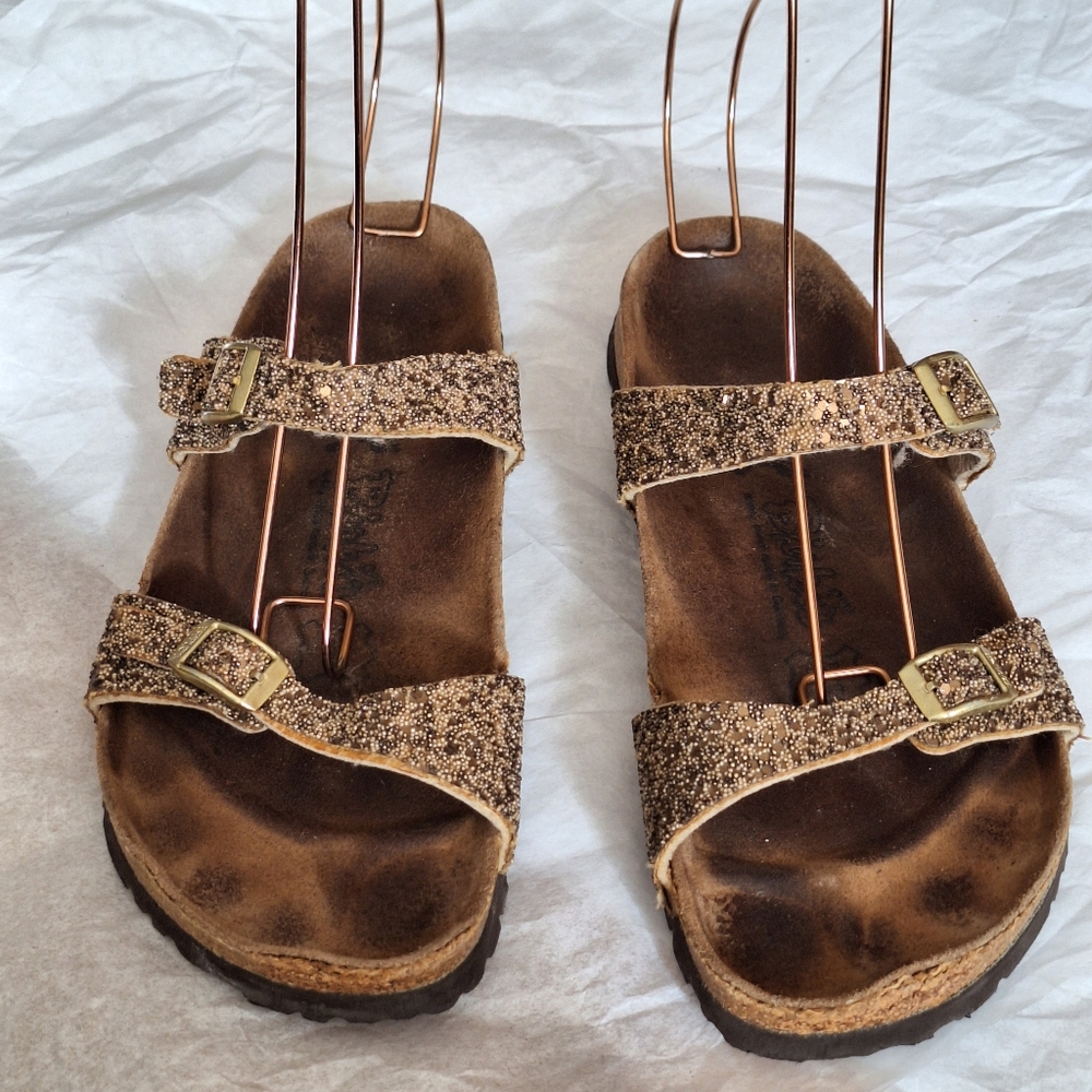 Birkis Birkenstock Sparkly Tahiti Two Strap Sandal Beaded 40/9.5 Narrow
